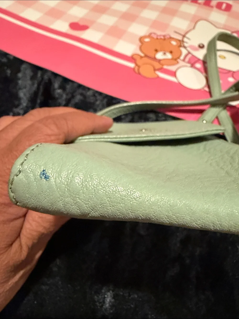 kate spade mint green leather crossbody phone bag with gold logo